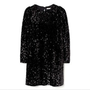 H&M Limited Edition Black Sequin Puff Sleeved Night Dress, 6 size, NWT